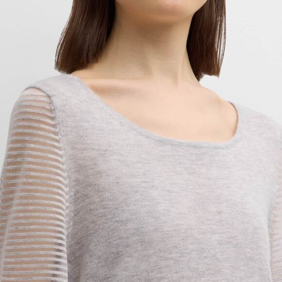 Neiman Marcus Cashmere Collection Sweater with Sheer Ottoman Sleeves Size Large - Picture 14 of 14